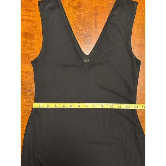 Afrm Size S Little Black Dress Midi Length V-Neck Body Con Dress - Picture 5 of 8